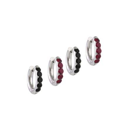 yvette earrings silver red and black stones prasseur